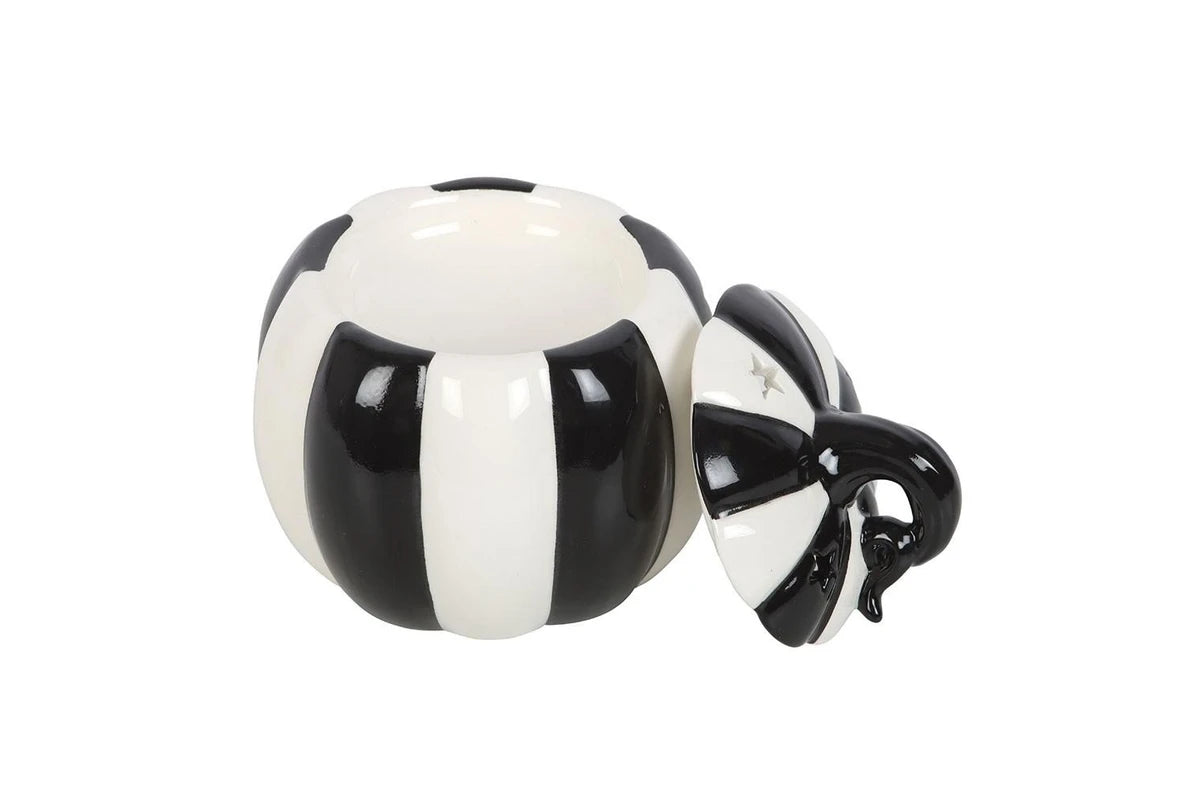 Black & White Striped Pumpkin - Tealight Wax Melt Warmer