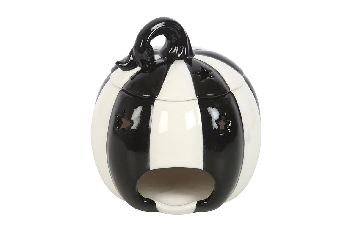 Black & White Striped Pumpkin - Tealight Wax Melt Warmer