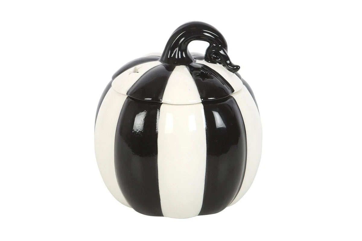 Black & White Striped Pumpkin - Tealight Wax Melt Warmer