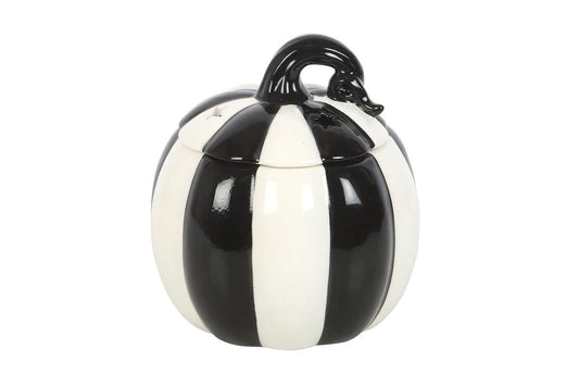 Black & White Striped Pumpkin - Tealight Wax Melt Warmer